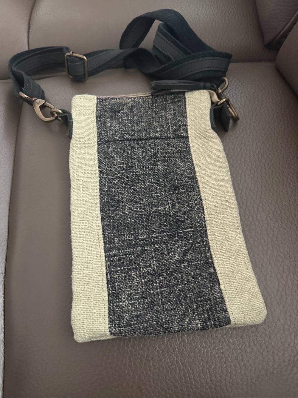 Organic Looking Vintage Addiction Crossbody Canvas Phone Pouch or Small Bag